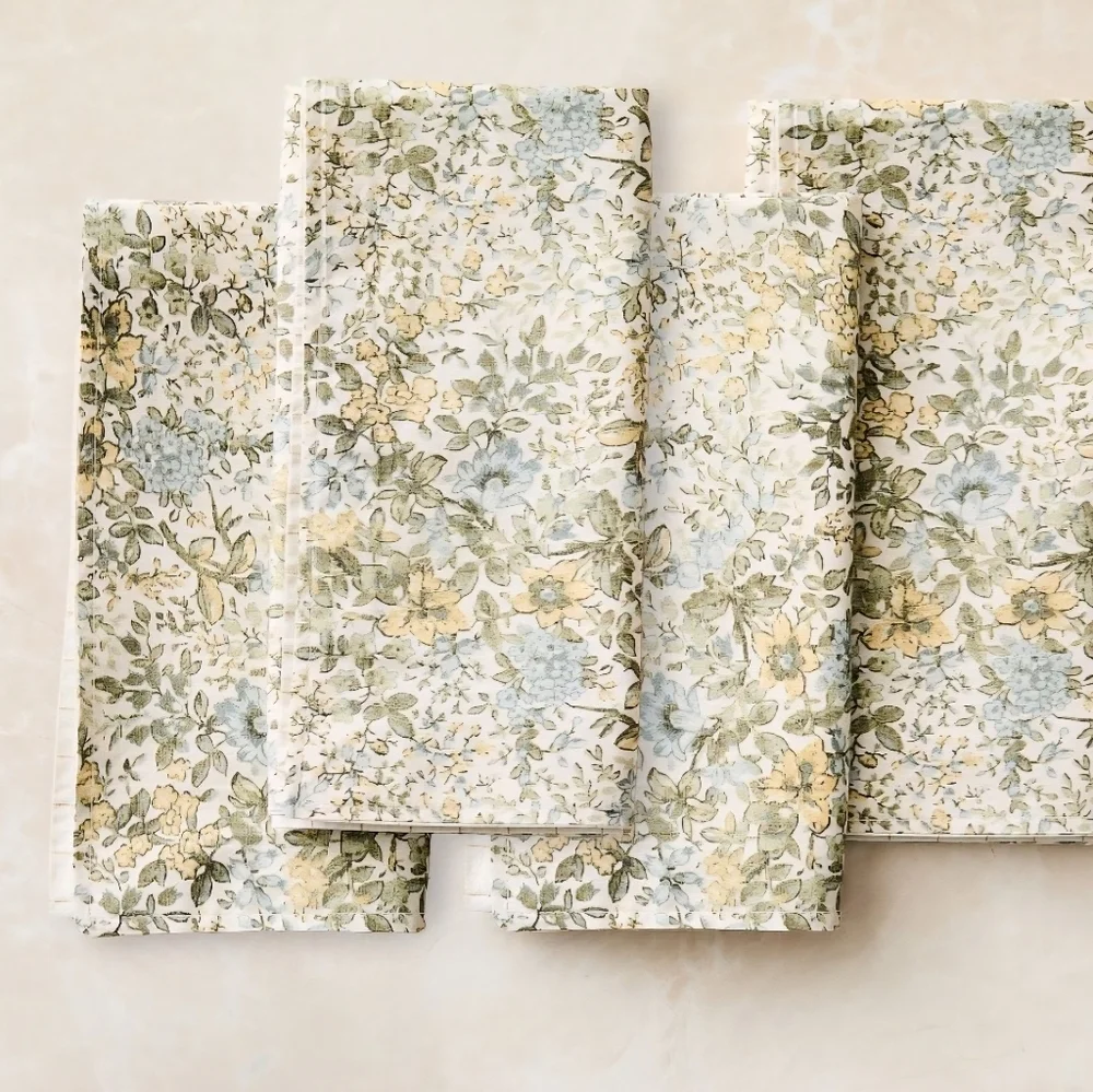 ❤️BUY 2 GET 1 FREE  Frankie Floral Napkin Sets, Color Yellow & Green